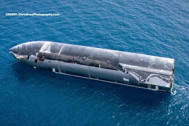 SpaceX rocket Starship being towed into Christmas Island