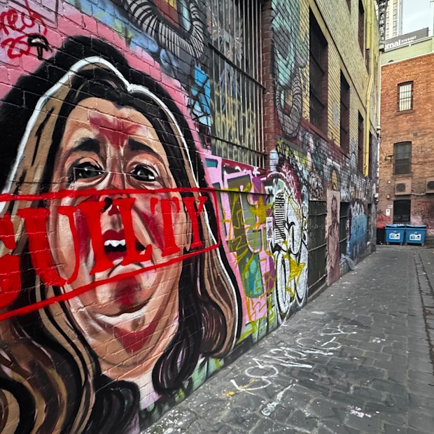 Erin Patterson mural on Kulinbulok Lane in Melbourne on Tuesday.