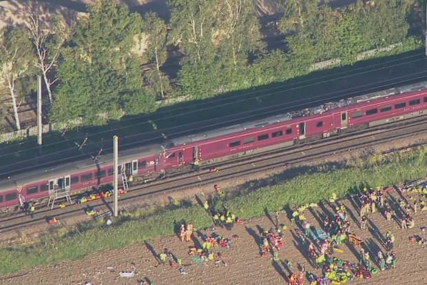 One person has been killed and several others are hurt after two trains, both bound for London, crashed in England's east.