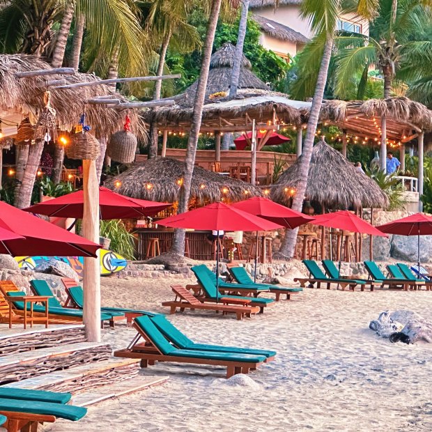 Joyous amounts of colour pervade Playa Escondida in Sayulita.