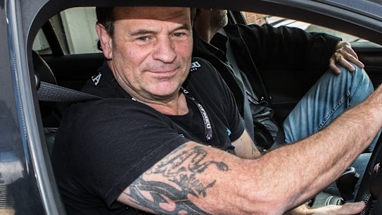 John Setka leaves a union delegates meeting at CFMMEU headquarters.