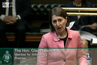 Gladys Berejiklian in Parliament on Tuesday.
