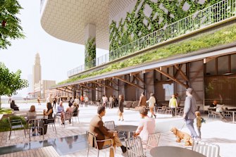 A render of the 40-level Atlassian tower near Central Station in Sydney.