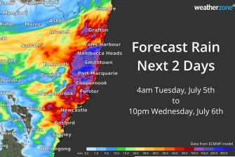 Forecast rain for Sydney.