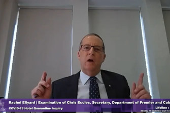 Chris Eccles, who was secretary of the Department of Premier and Cabinet, testifies to the Coate inquiry.