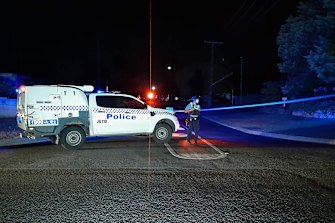 The area has been taped off by police. 
