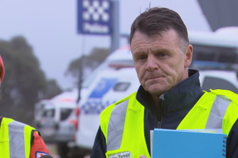 Inspector Paul Hargreaves updates the media about the search for a missing man who was last seen near Dinner Plain on Friday afternoon.