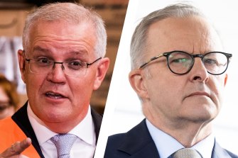 Prime Minister Scott Morrison and Opposition Leader Anthony Albanese on the campaign trail.