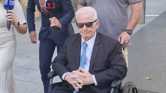 Bruce John Preston, who was initially charged over the Spear Creek deaths, outside court on Tuesday.