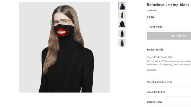 Gucci apologised for putting this turtleneck black wool balaclava sweater on sale.