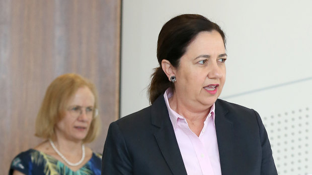Queensland Premier Annastacia Palaszczuk (right) and Chief Health Officer Jeannette Young.