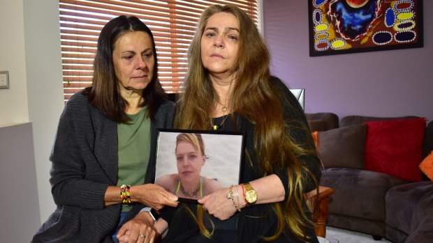 Ms Taylor's mother Courtney (right) and aunt Leanne (left) speak to media on Tuesday morning.