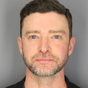 Mug shot of pop star Justin Timberlake.