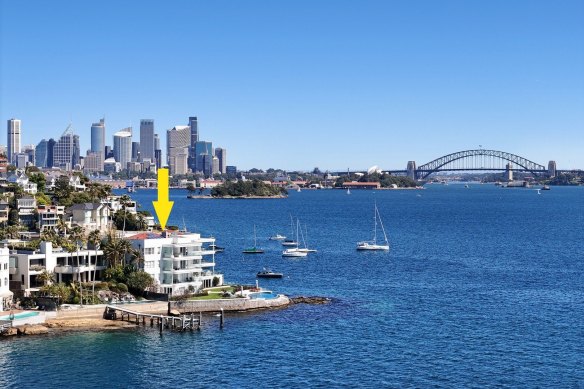 The landmark Biarritz building is set on a promontory in Point Piper.
