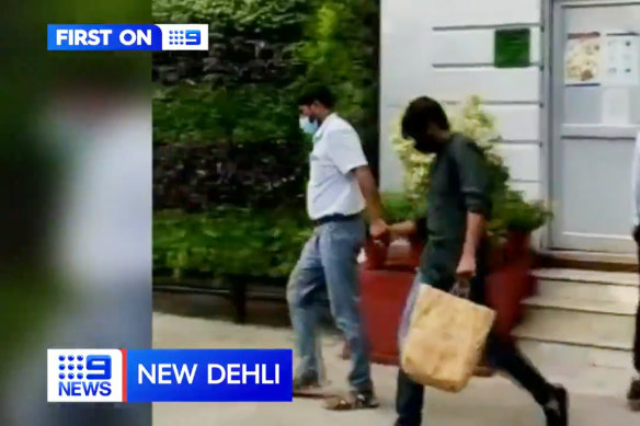 Killer hit-run driver Puneet Puneet filmed outside a New Delhi court. 