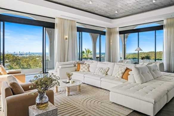 The seven-bedroom property has uninterrupted views to the Gold Coast.