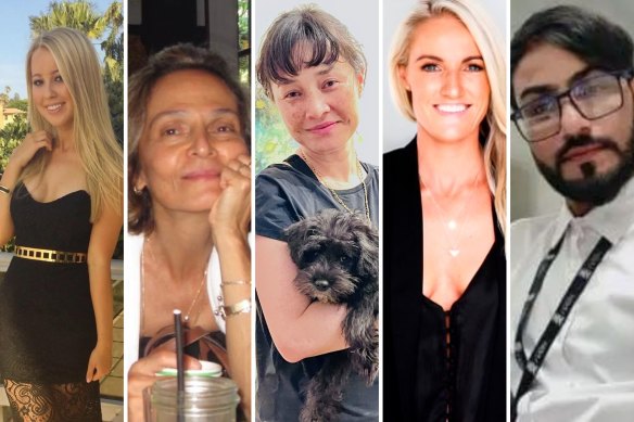 Bondi Junction attack victims Dawn Singleton, 25; Pikria Darchia, 55; Jade Young, 47; Ashlee Good, 38; and Faraz Tahir, 30.