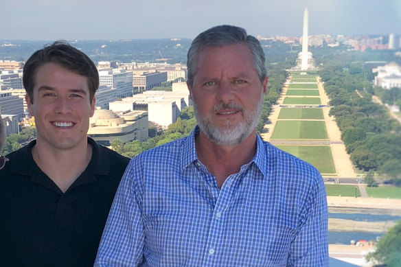 Giancarlo Granda, left, and Jerry Falwell Jr. in God Forbid: The Sex Scandal That Brought Down a Dynasty.