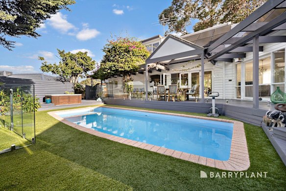 The property in Frankston has a solar heated pool, the listing says.