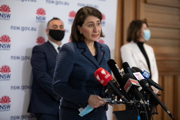 NSW Premier Gladys Berejiklian at Monday’s COVID-19 update.