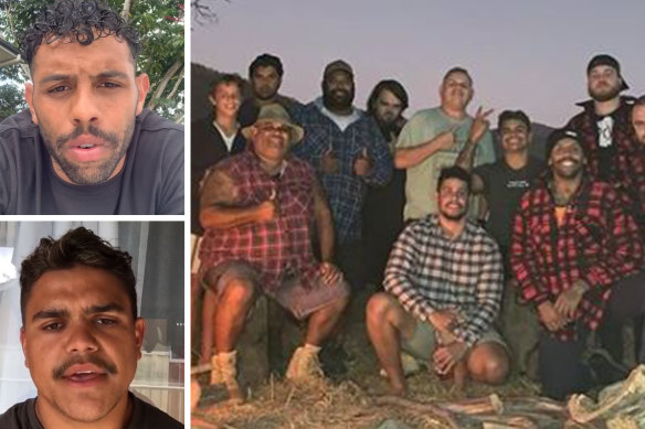 Josh Addo-Carr and Latrell Mitchell posted apologies on Instagram, hours after the NRL lashed their decision to go on a camping trip with a group of men as "unacceptable".