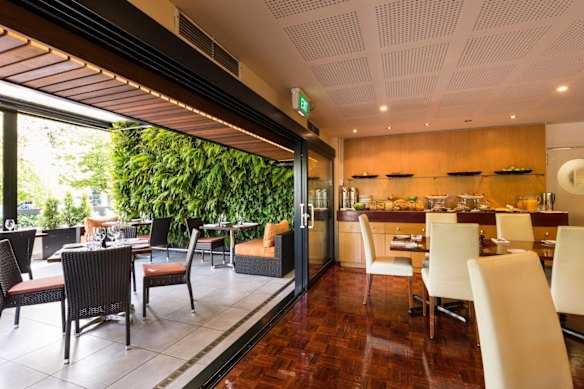 The hotel’s Bistro 50 has indoor and outdoor areas.
