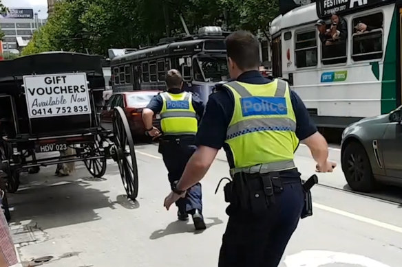 Police race to stop James Gargasoulas on the day of the massacre.