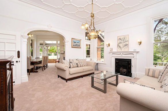 The six-bedroom house is set on a 1825-square-metre parcel.