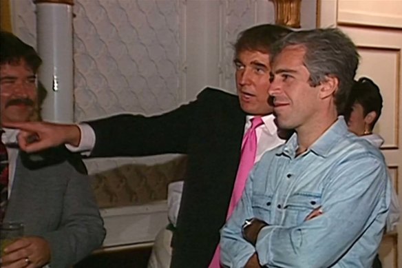 Donald Trump and Jeffrey Epstein at Trump's Mar-a-Lago resort in 1992.