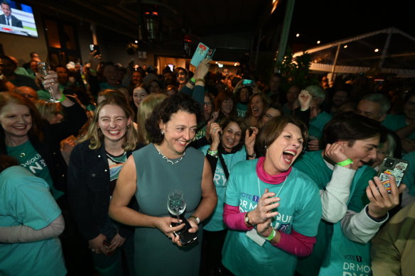 Independent MP for Kooyong, Monique Ryan, on federal election night.