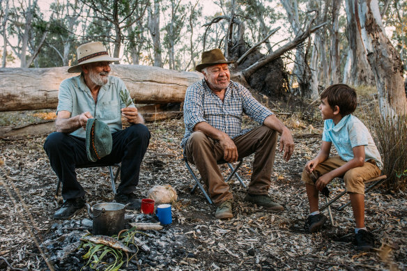 Wayne Atkinson and Rod Briggs with Muraany Andy-Harrison in the  film Elders