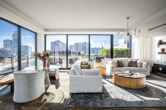 The stylish penthouse is for sale for $6.95 million.