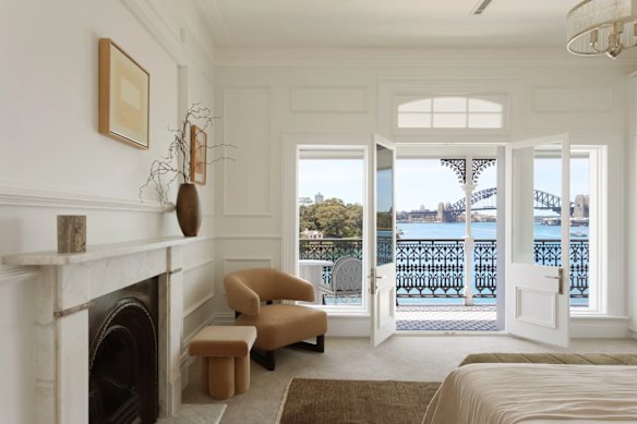 Interiors feature coffered ceilings, marble fireplaces, timber floors and a neutral palette. There are uninterrupted Harbour Bridge views from al fresco zones.