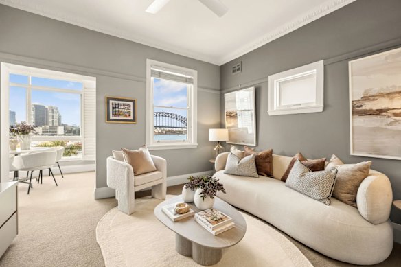 The well-appointed two-bedroom apartment also includes a car space and access to a common lawn for residents. The view isn’t bad either.