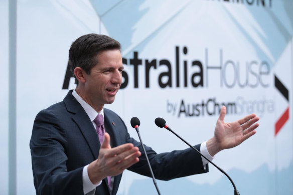 Trade Minister Simon Birmingham opens Australia House in Shanghai on Wednesday.