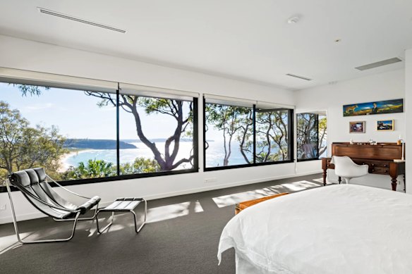 The dual-level abode has views of Barrenjoey headland, Palm Beach, out to Pittwater and beyond. 
