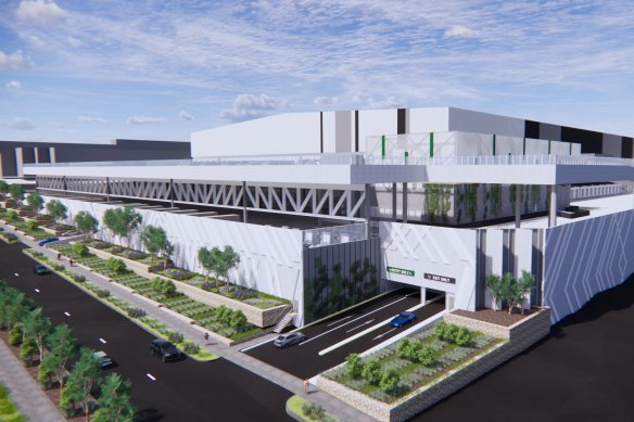 Renders of the proposed Woolworths fresh food distribution centre in Wetherill Park.