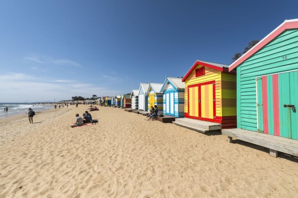 Bathing boxes at Dendy Street Beach.