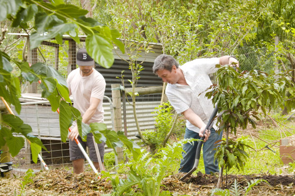 Trevor Cochrane and Blake Proud harvesting potatoes on a recent episode of Delish. 