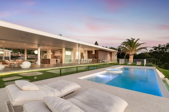 The Myocum property of 2.5 hectares features a newly built modernist-style residence.