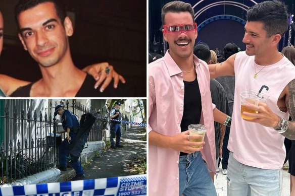 Beau Lamarre-Condon (top left), and former Ten presenter Jesse Baird, 26, and Qantas flight attendant Luke Davies, 29 (right).