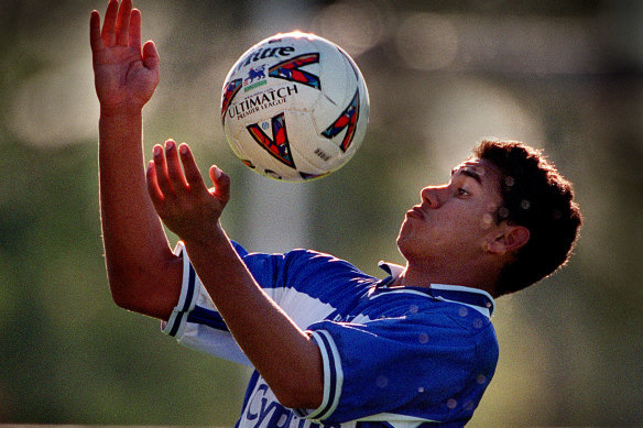 South Melbourne defender Patrick Kisnorbo controls the ball during his NSL days.