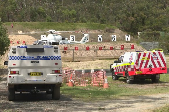 Two men suffered gunshot wounds at a Kariong shooting range on Tuesday morning.