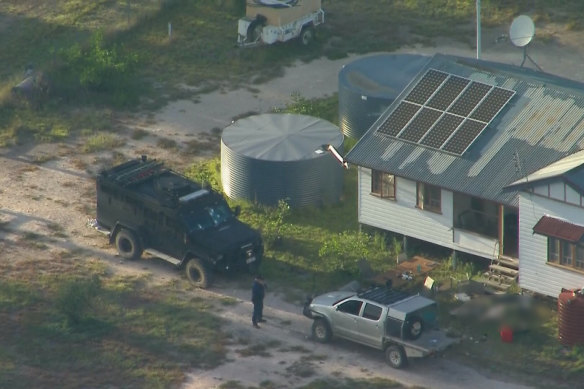 The property in Wieambilla, Queensland, where police and a neighbour were killed on Monday before a siege saw ended in the Train trio being shot dead.