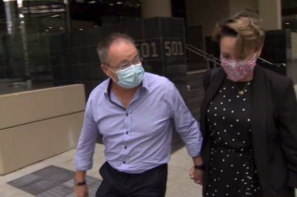 Michael Maxwell and Sharon Hoysted leaving Perth Magistrates Court during the trial in February.