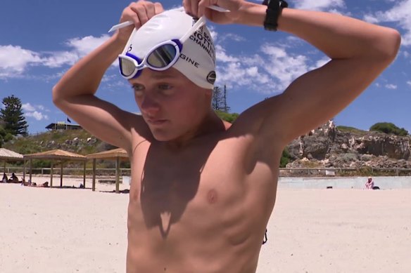 Cooper Cheshire was the youngest-ever swimmer to complete a solo Rottnest Channel Swim crossing last year.