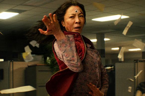 Michelle Yeoh stars as Evelyn Wang in Everything Everywhere All at Once.