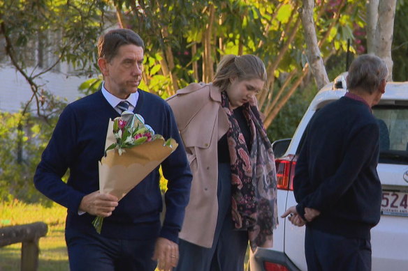 Deputy Premier Cameron Dick at the scene of the house fire in his electorate.