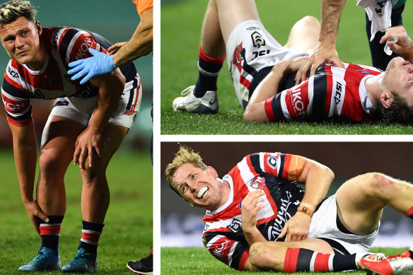 Roosters Lachlan Lam, Luke Keary and Mitchell Aubusson all went down with injury on Thursday night.