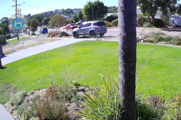 The SUV’s rampage along a footpath in Greenwood was captured on CCTV.